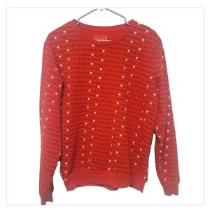 💎5/20 Guess Los Angeles All Over Logo Sweatshirt Womens Large Red Crewneck